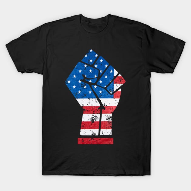 4th of July black power fist T-Shirt by Shanti-Ru Design